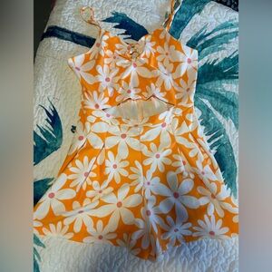 Orange flower romper